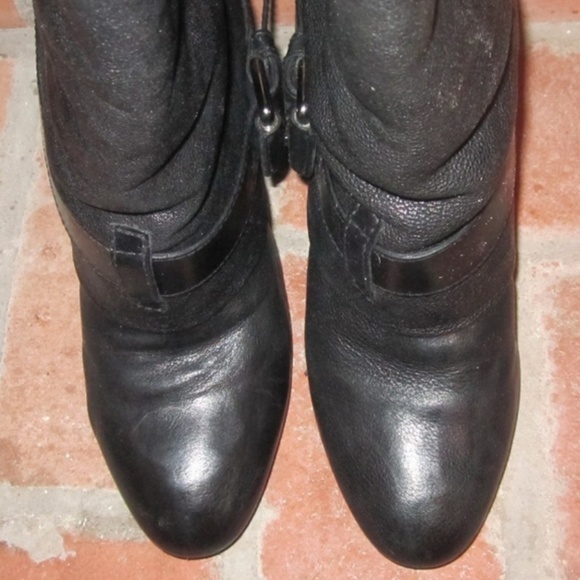 Theory Knee-High Foldover Black Leather Boots - Picture 5 of 8